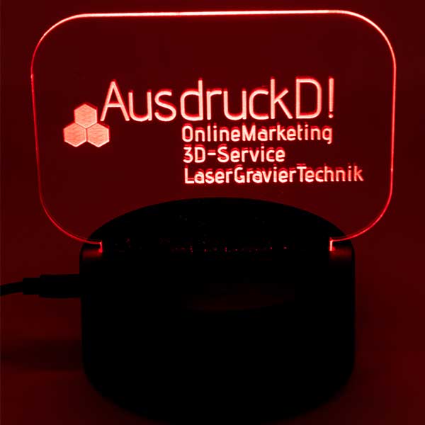 Personalisierte LED-Logo-Lampe in roter Beleuchtung