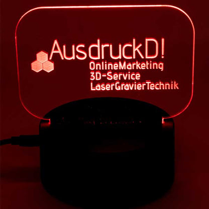 Personalisierte LED-Logo-Lampe in roter Beleuchtung