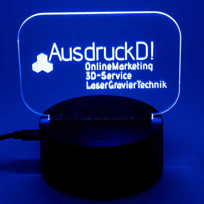 Personalisierte Acryl-Logo-LED-Leuchte in blauer Beleuchtung