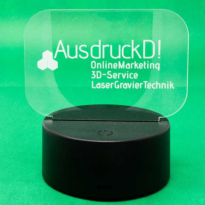 Individuelle Acryl-LED-Leuchte in grüner Beleuchtung