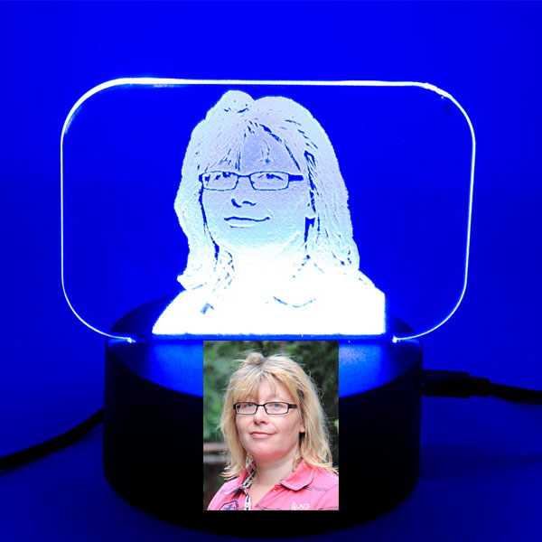Personalisierte Acryl LED Lampe mit Foto und blauem Licht