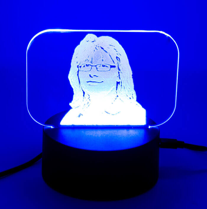 Acryl Nachtlicht mit Foto und blauer RGB Beleuchtung