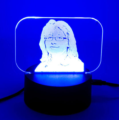 Acryl Nachtlicht mit Foto und blauer RGB Beleuchtung