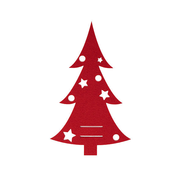Besteckhalter Weihnachtsbaum aus rotem Filz ohne Besteck