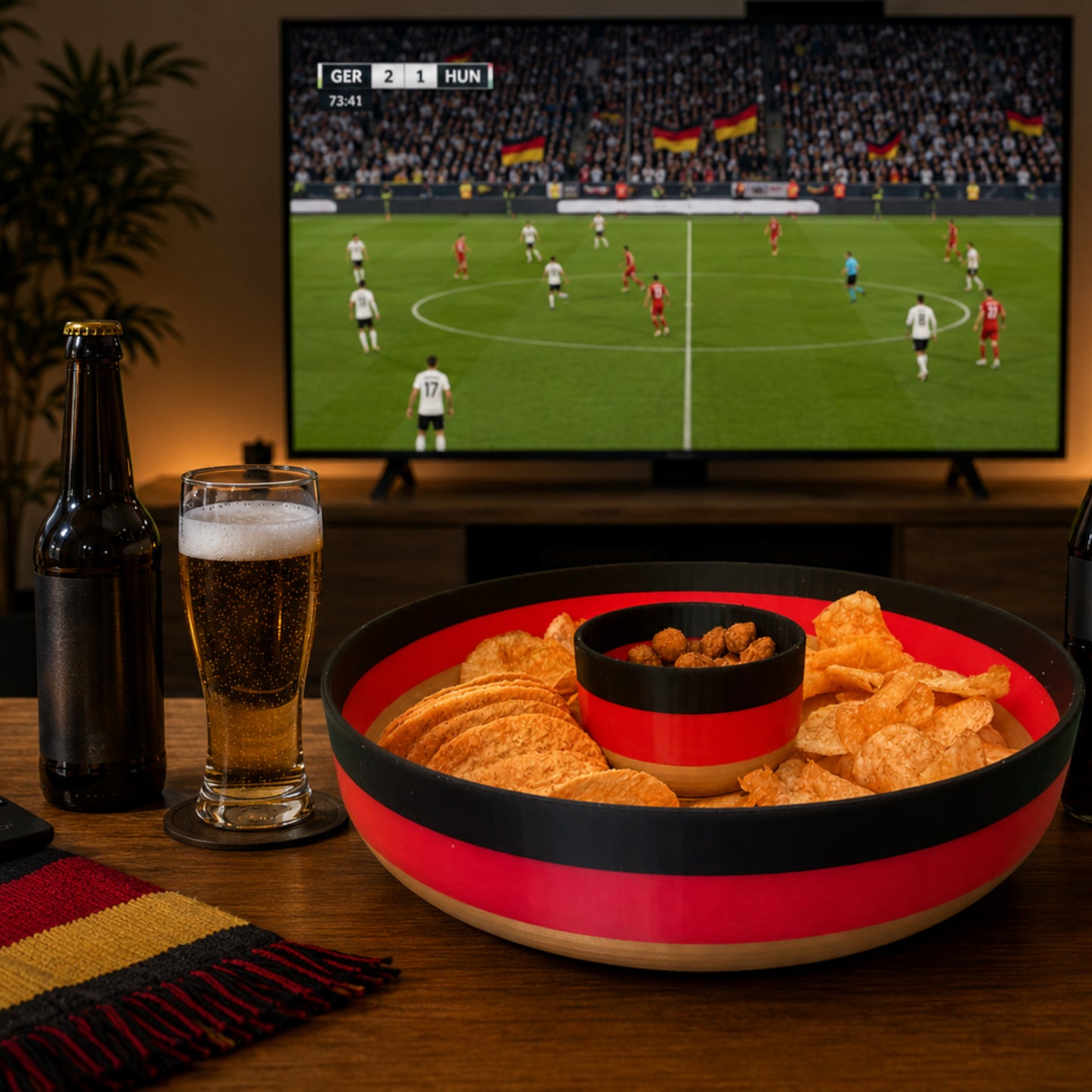 Snackschüssel Deutschlandfarben | 3D-gedruckte Fan-Schüssel für Chips, Nüsse & Snacks