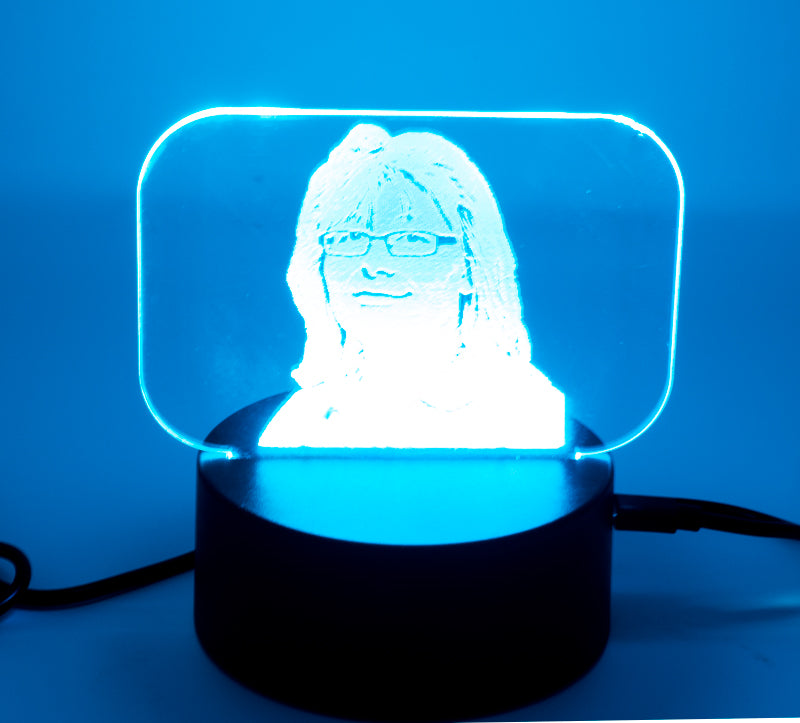 Acryl Laserbild mit individueller Fotogravur in Türkis