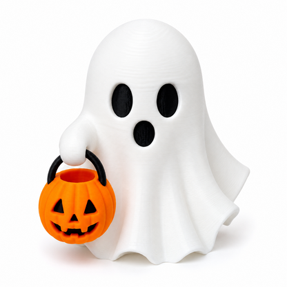 3D-gedrucktes Halloween Gespenst mit Kürbiseimer aus PLA