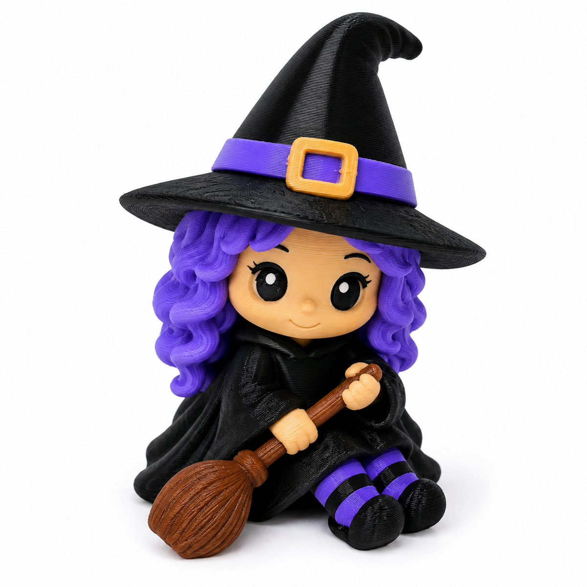 3D-gedruckte Halloween Hexe mit Besen aus PLA