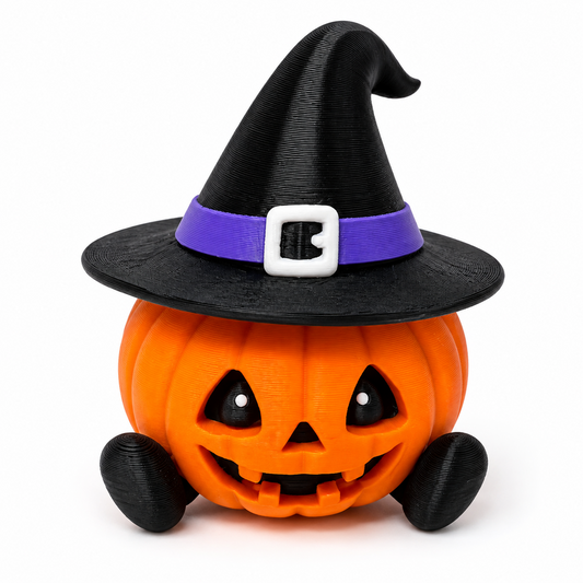 3D-gedruckter Halloween Kürbis mit Hexenhut aus PLA